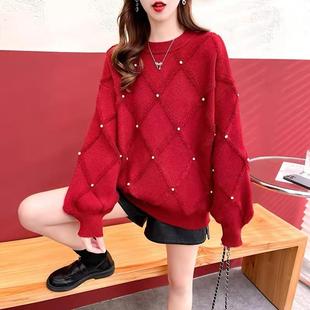 衣服 柜柜货 毛衣女红色本命年宽松秋冬爆洋气加厚过年冬季 时尚