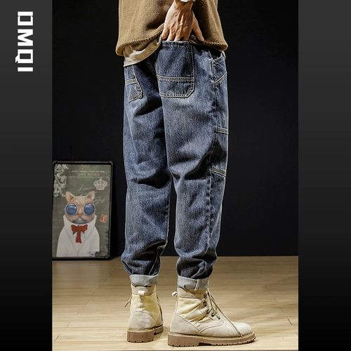 Ретро прямые свободные джинсы, штаны, осенние, в американском стиле, оверсайз, большой размер