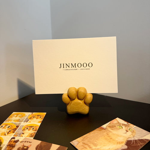 JINMOOO宠物纪念摆件实木猫爪照片夹狗爪爪爪摆件宠物木质留言夹