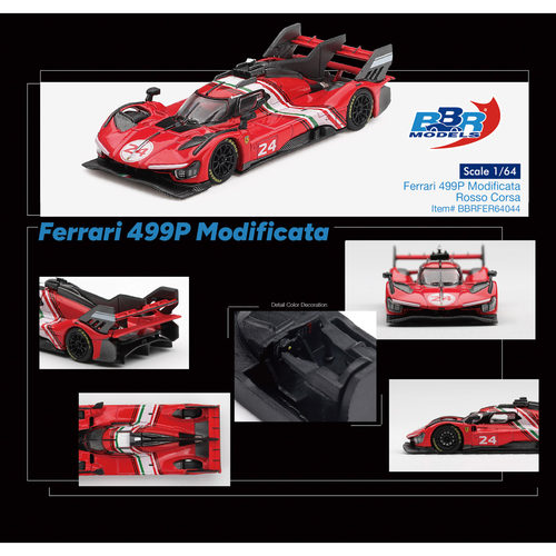 定金 BBR 1:64 法拉利Ferrari 499P Modificata合金汽车模型摆件