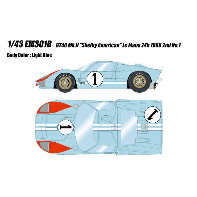 定金 MAKEUP MU 1:43  GT40 Le Mans 24h1966勒芒赛车模型收藏品