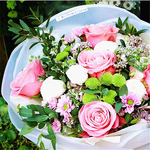 锦尚 20张圆舞曲系列雾面纸 魔边款半透明包花纸 圆形鲜花包装纸