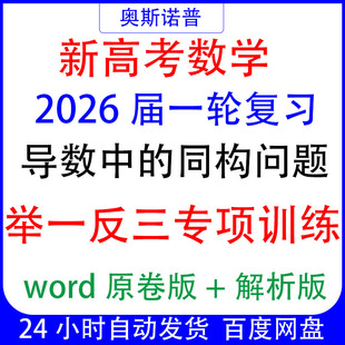2026新高考数学一轮复习举一反三专项导数中的同构问题word电子版