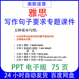 IELTS雅思写作句子要求专题课件ppt123页电子版可编辑