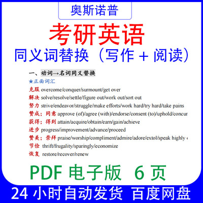 考研英语高频同义词替换写作阅读总结汇总PDF电子版6页