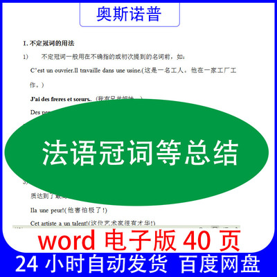 法语冠词等总结word电子版40页