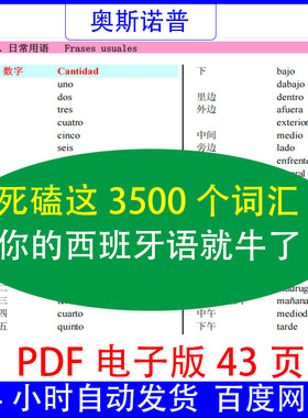 背完你就牛了西班牙语3500分类词汇汇总中文注释PDF电子版43页