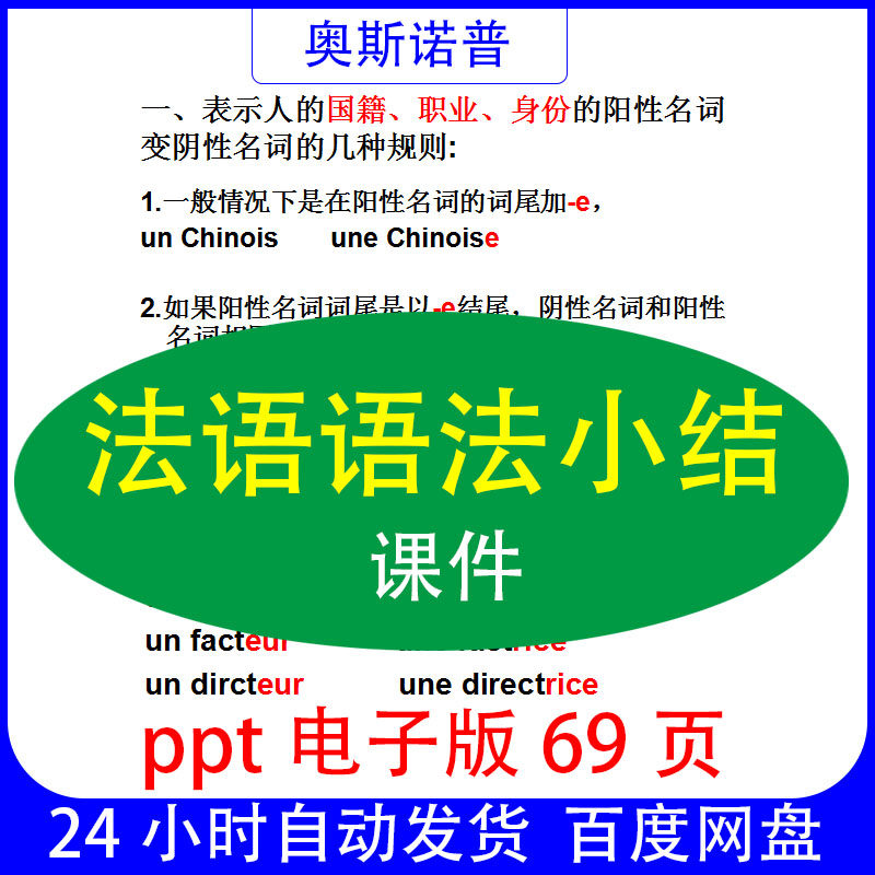 法语语法小结PPT课件电子版69页