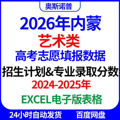 2026年内蒙古艺术类本科高考志愿填报专业录取分数线excel电子表