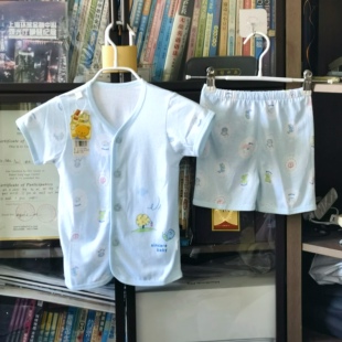 清仓心适贝贝夏天纯棉短袖套装百分百全棉儿童前开套装儿童睡衣