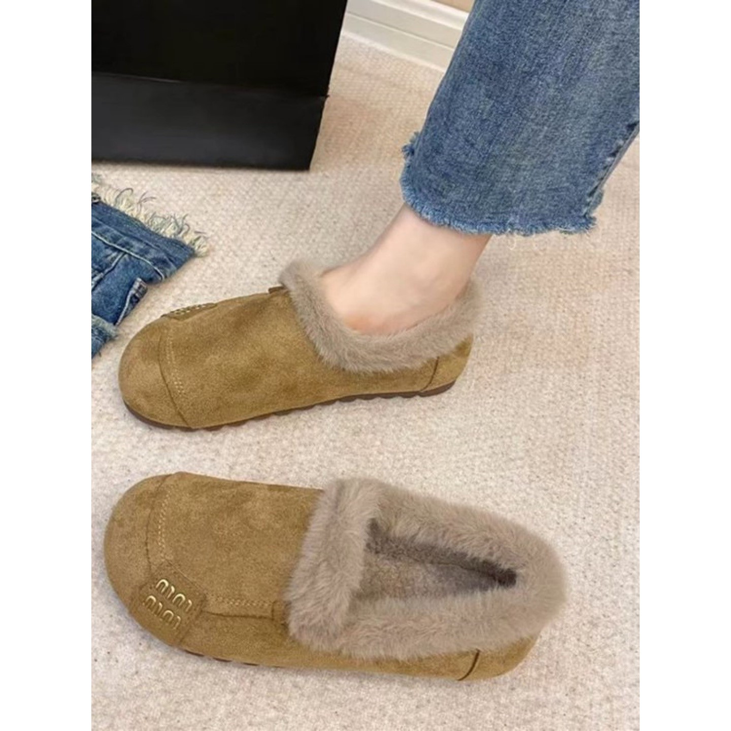 磨砂绒面软底棉鞋女冬季新款加绒