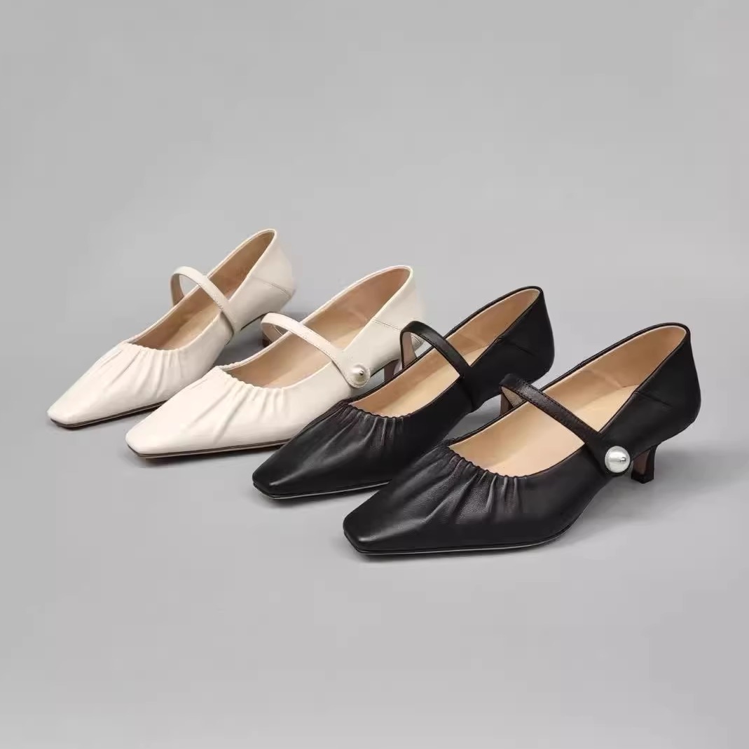 Federica Di Donato方头一字带百搭通勤猫跟踩跟玛丽珍鞋单鞋女