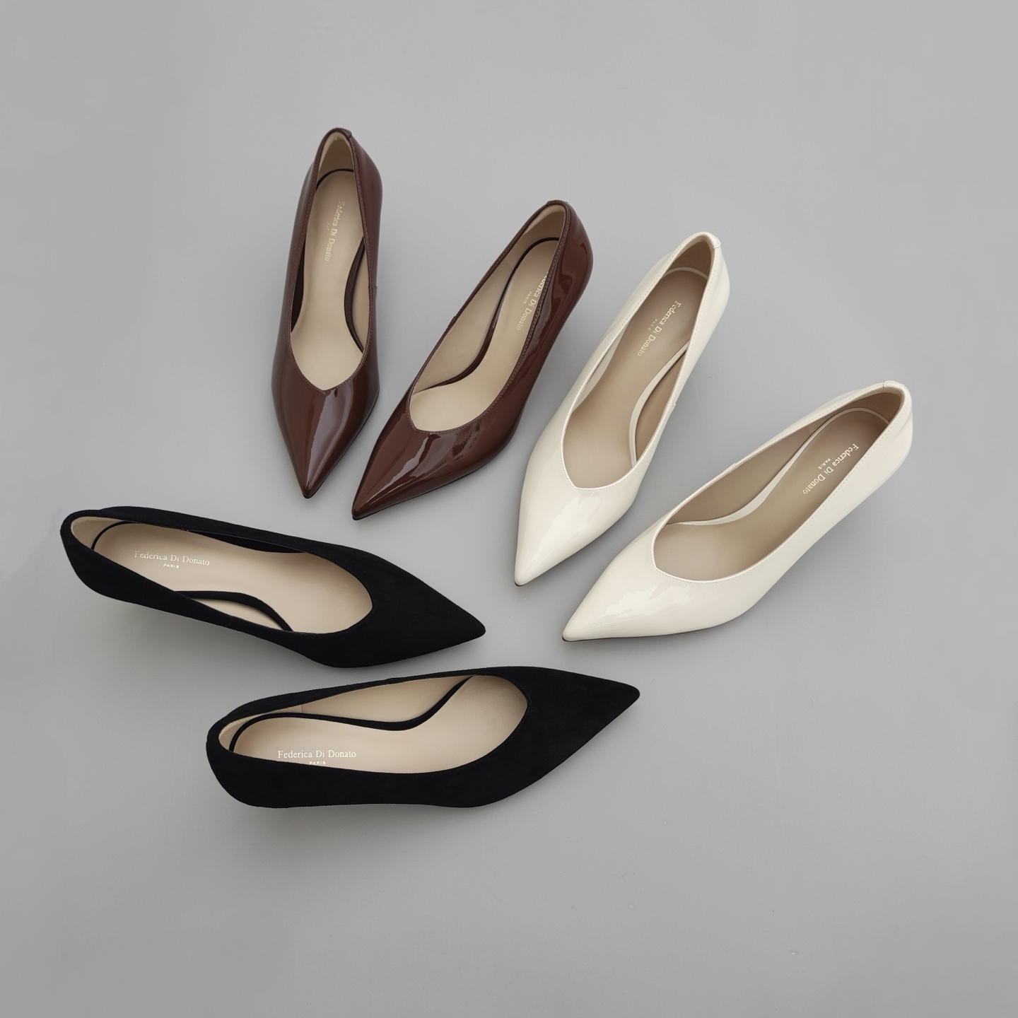 Federica Di Donato巨好穿漆皮尖头V口简约百搭时尚高跟鞋单鞋女