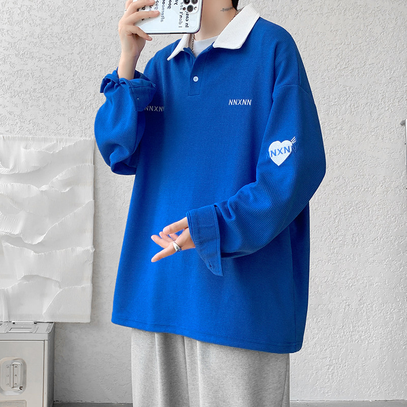 秋装长袖polo衫运动翻领卫衣宽松学院风刺绣上衣PL03P48,男装卫衣,星座417-3