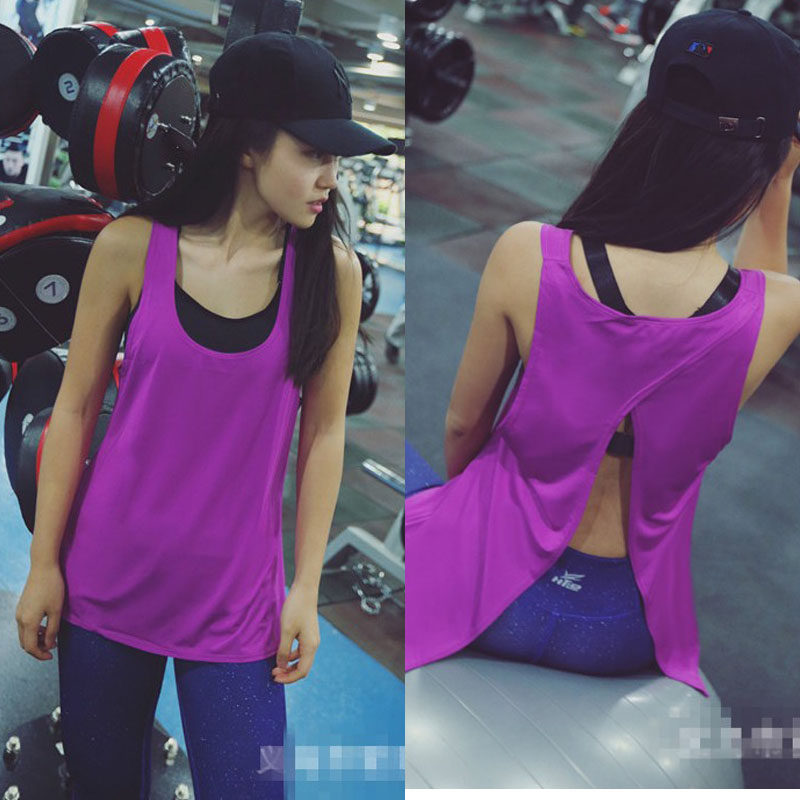 新款夏季运动健身宽松低领小背心女外穿无袖速干后背开叉小罩衫n