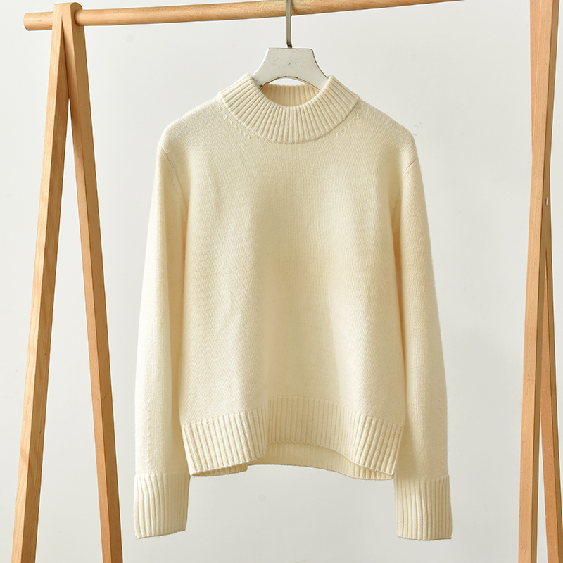 极简风高领针织衫女宽松软糯毛衣秋冬基础款套头衫  莉2676  A1-2