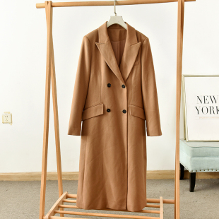 简约风西装 莉2896 风衣女收腰气质外套老钱风 领双排扣长款