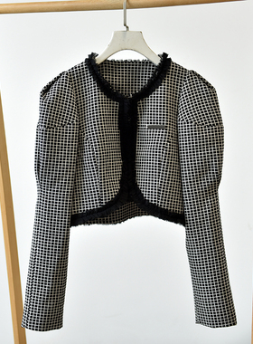 秋季2025新款优雅复古格纹长袖外套+短裤两件套  莉1971 D1-3