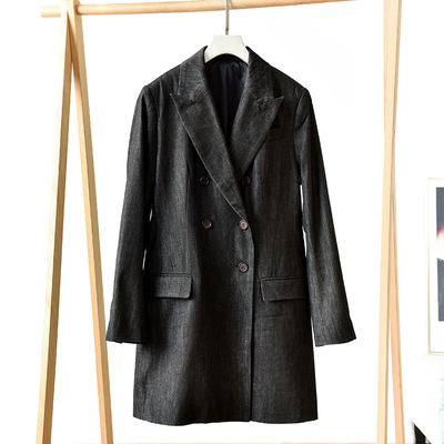 2025春季新款时尚百搭简约中长款牛仔外套   莉1385  B4-2