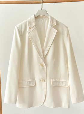 极简风白色西装外套长袖单排扣百搭显瘦气质外套 莉2728  Y2-2