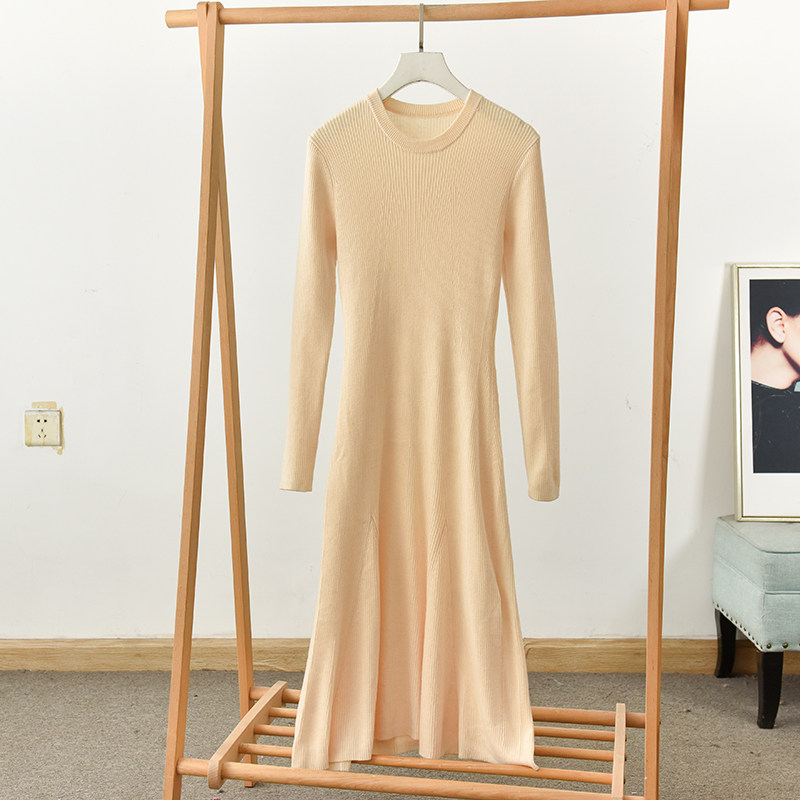 气质圆领收腰显瘦针织裙 女士连衣裙霞60211 X7-4