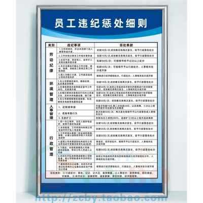 员工违纪惩处细则企业文化公司工厂车间励志标语挂图上墙提示牌