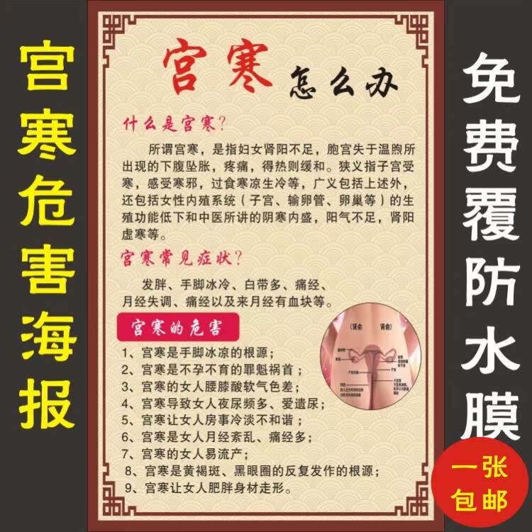 中医美容养生所宫寒的危害常见症状高清挂图海报定制墙贴展板自粘