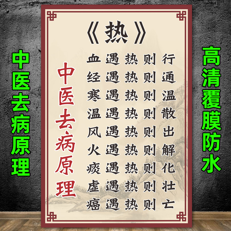 中医去病原理热海报温度决定健康贴纸养生馆理疗店装饰画挂图