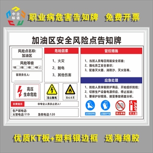 加油站区安全风险点告知牌卡机中石油化工厂车间KT看板上墙标语