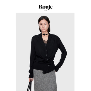 Life极简极奢云柔感羊毛时髦双层设计扭褶开衫 Rouje 上衣 现货