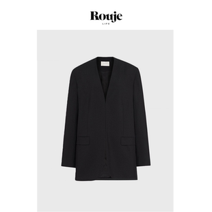 Life羊毛西装 Rouje 女春秋宽松极简设计无领廓形气质西服 现货