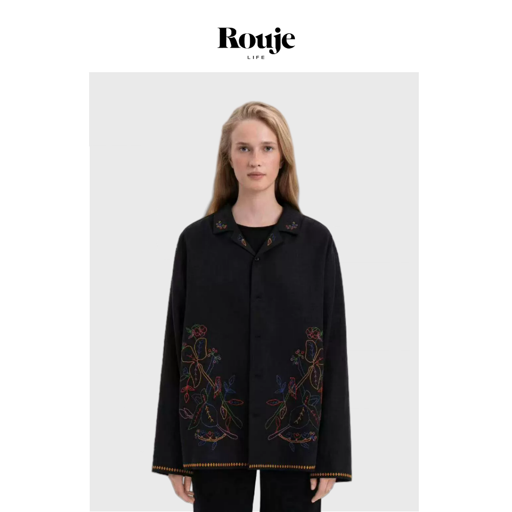 【现货】Rouje Life瑞典设计师~2色亚麻衬衫春季田园可爱小马衬衣