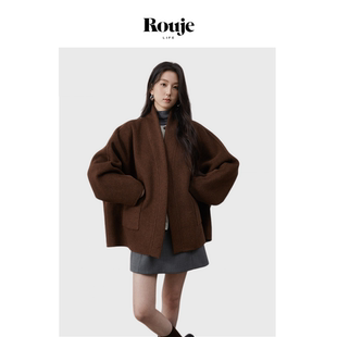 Life斗篷款 Rouje 双面羊毛外套女秋冬宽松慵懒风毛呢大衣 现货