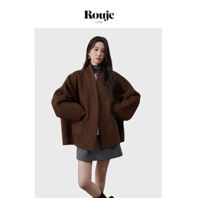 【现货】Rouje Life斗篷款双面羊毛外套女秋冬宽松慵懒风毛呢大衣