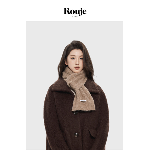 【现货】Rouje Life羊驼毛混纺小围巾秋冬韩系搭配保暖方形长围脖