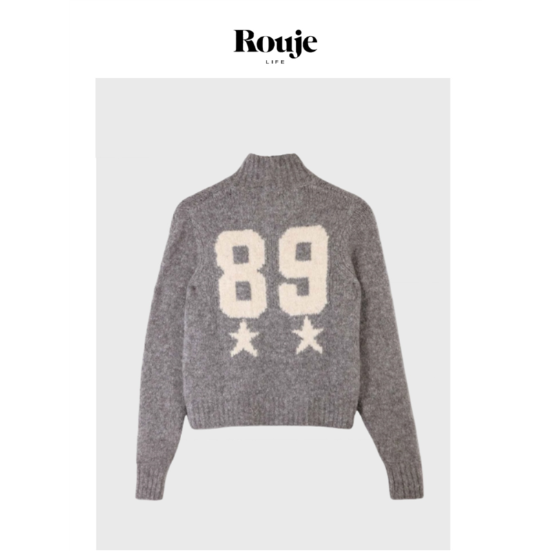 【现货】Rouje Life西班牙开衫24秋季灰色89字母针织衫外套