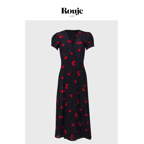 【现货】Rouje Life法式复古洋装 度假裹裙显瘦博主同款樱桃茶歇