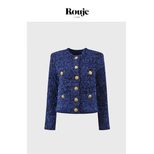 小香风气质粗花尼金扣针织开衫 Life法式 Rouje 外套上衣女 现货