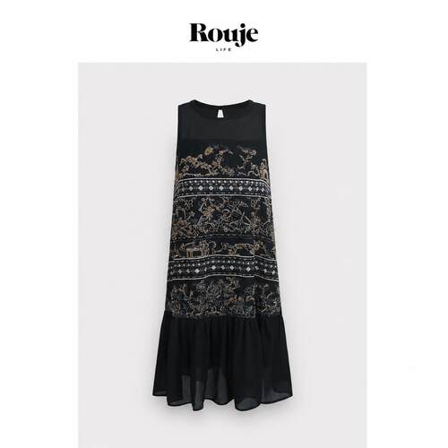 【现货】Rouje Life新中式连衣裙新款重工国风女装无袖吊带长裙子