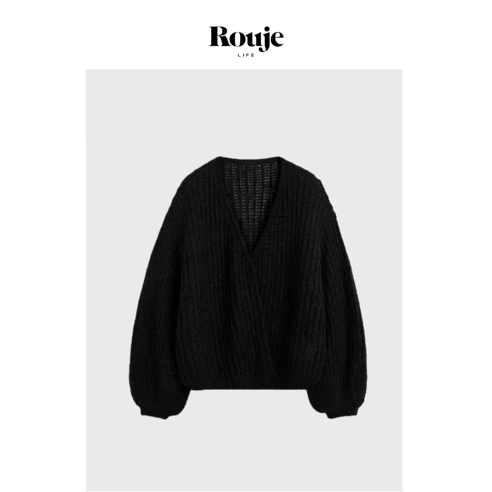 【现货】Rouje Life宽松马海毛开衫小众加厚针织披肩外套女厚毛衣