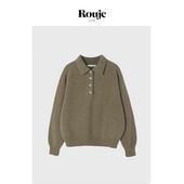 羊毛衫 Life毛衣女秋冬新款 Rouje 套头polo领纽扣针织衫 现货