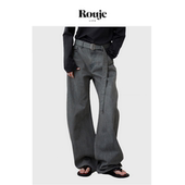 秋冬高腰显瘦可拆卸腰带直筒休闲裤 Life牛仔阔腿裤 现货 Rouje