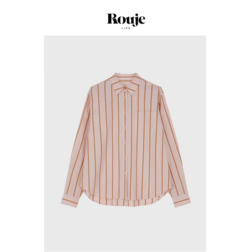 【现货】Rouje Life竖条纹衬衫女新款百搭小众设计感宽松长袖衬衣