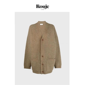 开衫 Life新款 Rouje V领宽松直筒针织羊毛混纺加厚毛衣女 现货