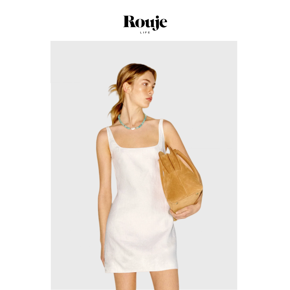 【现货】Rouje Life法式吊带连衣裙新款亚麻初夏独特漂亮小裙子短