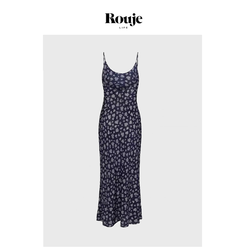【现货】Rouje Life连衣裙法式浪漫复古印花小众长款露背吊带裙女