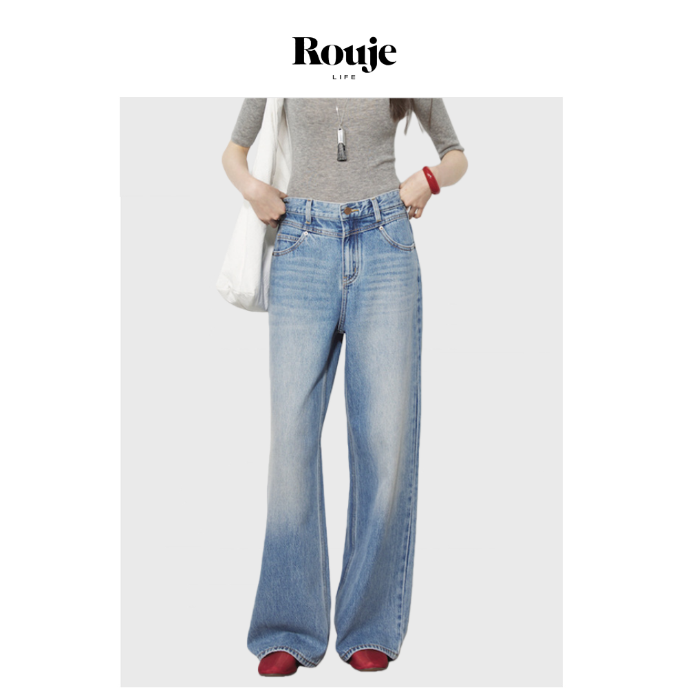 【现货】Rouje Life天丝进口醋酸牛仔裤女垂感高腰轻结构拖地长裤