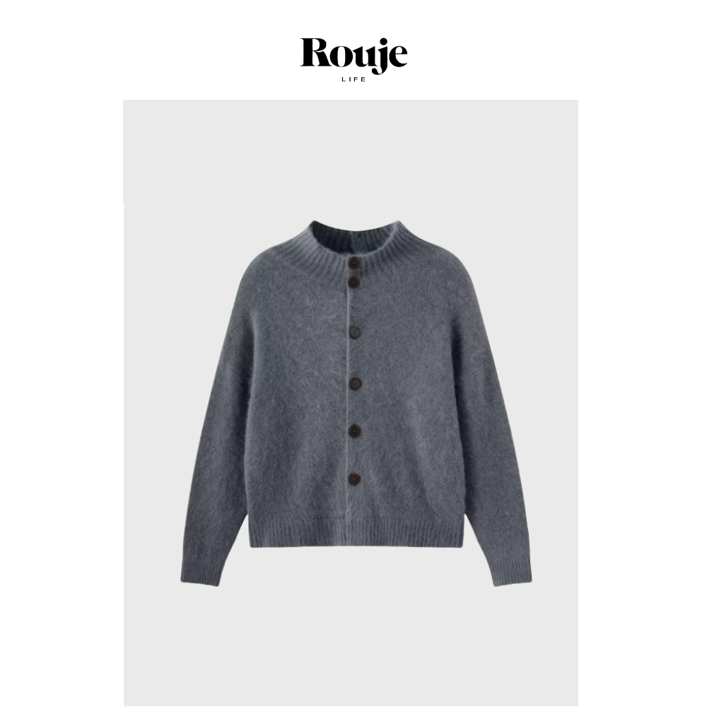 【现货】Rouje Life 赵露思私服！灰色慵懒风长款毛衣针织开衫