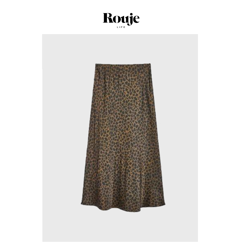 【现货】Rouje Life 100%桑蚕丝买手店限定长裙高级豹纹A字半裙