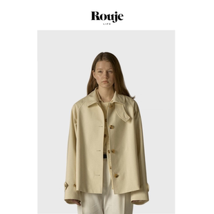 夹克外套女春秋新款 Life短款 Rouje 宽松风衣米色小众设计 现货